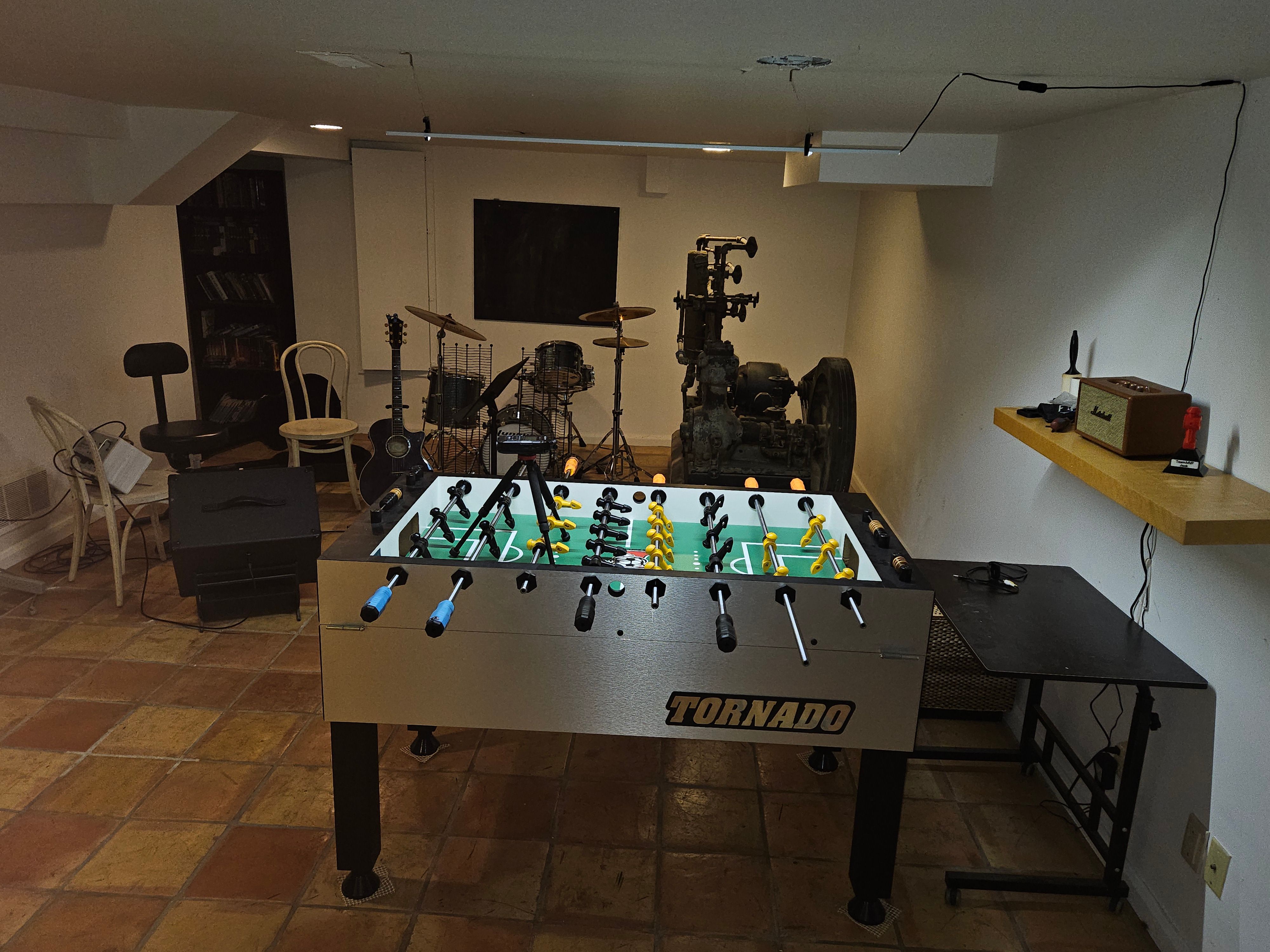 Guitar and foosball table